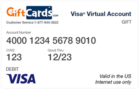 Visa Virtual Account Gift Cards Giftcards Com